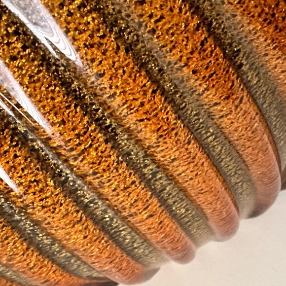 Sasaki Italian Crystal Vase Hand Crafted Marea 11” Tear Drop Ribbed Tiger’s Eye - Picture 9 of 17